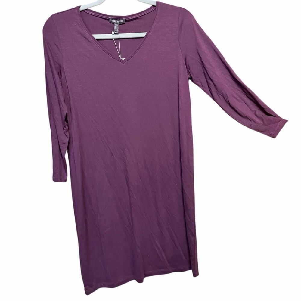NWT Eileen fisher long sleeve maroon dress petite small minimal staple basics